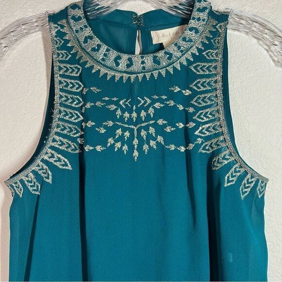 Altar'd State Turquoise Blue Embroidered Sleeveless A Line Dress Women's Small - Picture 3 of 6